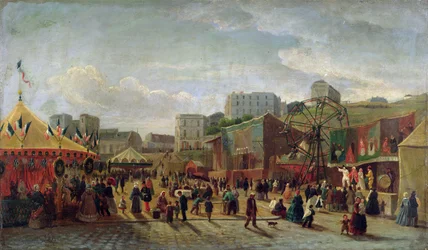 Ein Jahrmarkt, Place Saint-Pierre, Montmartre im Jahr 1861